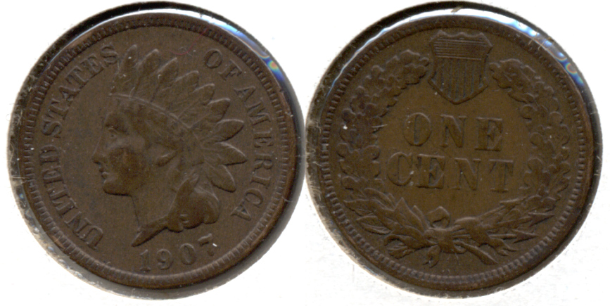 1907 Indian Head Cent Fine-12 e