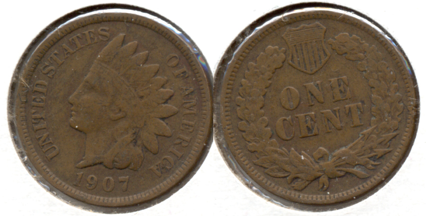 1907 Indian Head Cent Fine-12 q