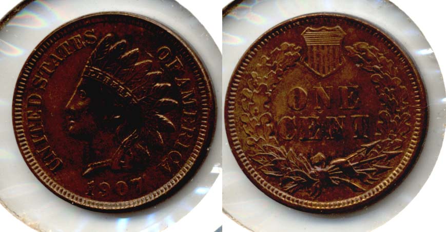 1907 Indian Head Cent MS-60 Brown Cleaned Obverse a
