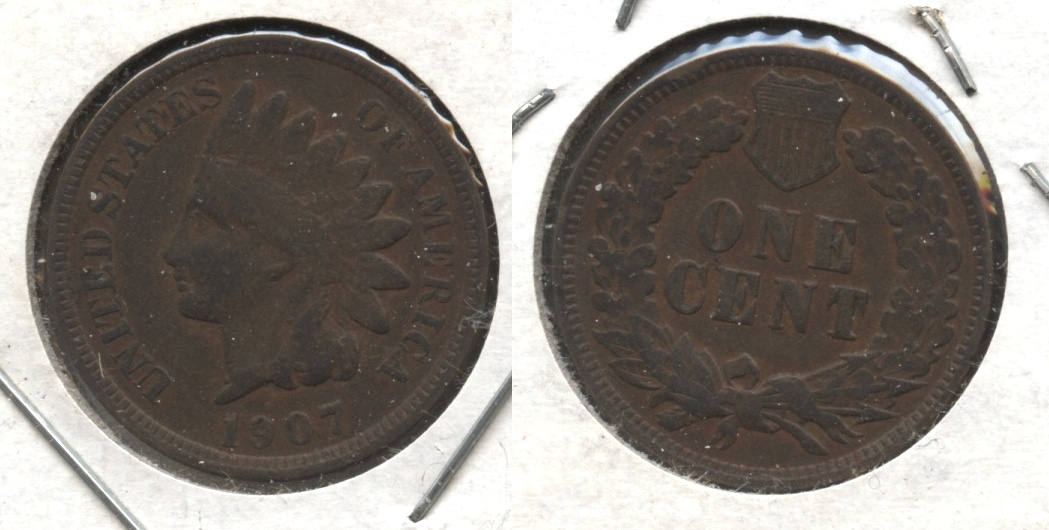1907 Indian Head Cent VG-8 #w Bit Dark