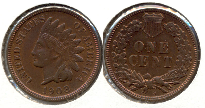 1908-S Indian Head Cent AU-58
