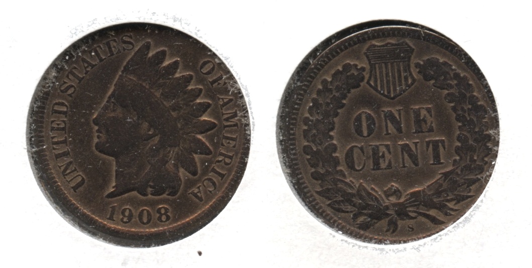 1908-S Indian Head Cent Good-6 Cleaned