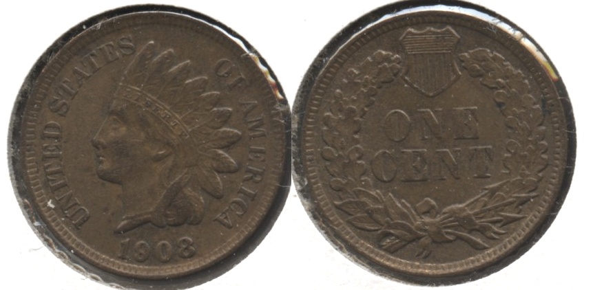 1908 Indian Head Cent AU-55 #b