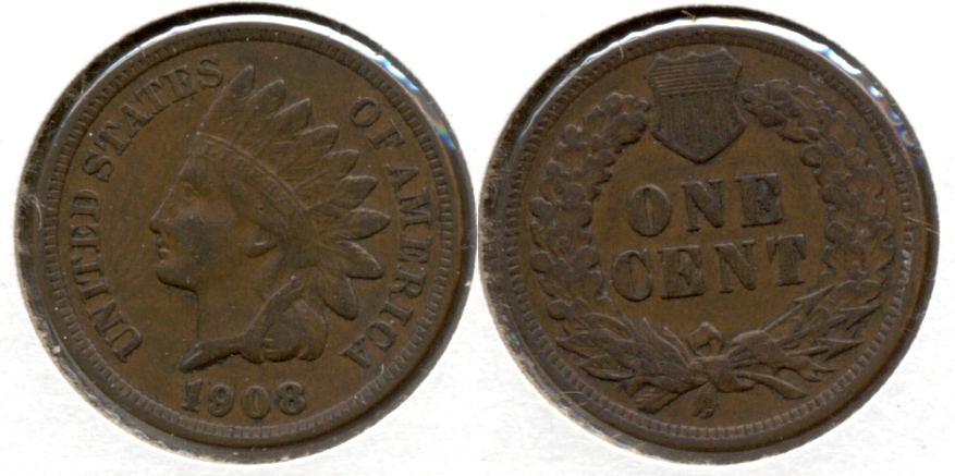 1908 Indian Head Cent VF-20 f