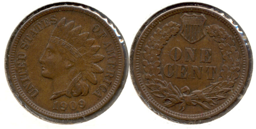 1909 Indian Head Cent AU-50 c