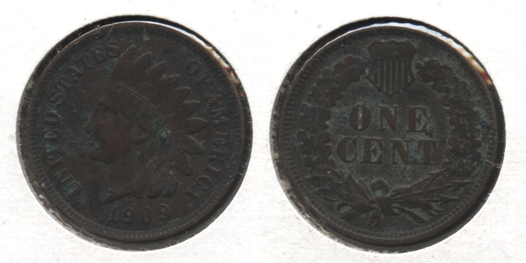 1909 Indian Head Cent Fine-12 #g Dark