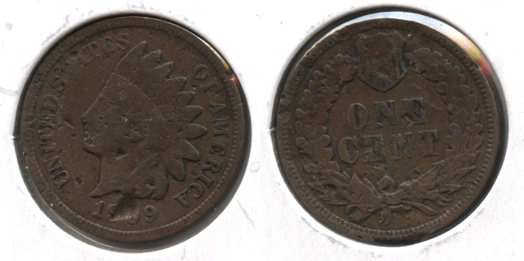 1909 Indian Head Cent Good-4 #av Damage