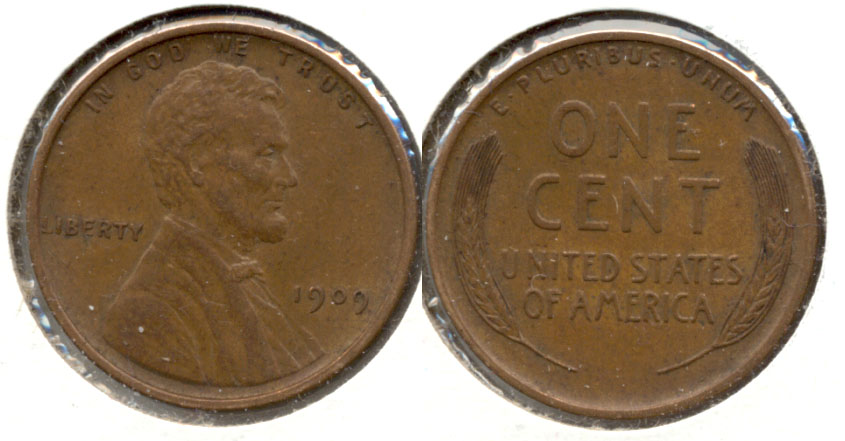 1909 Lincoln Cent AU-50 d