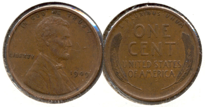 1909 Lincoln Cent AU-50 j