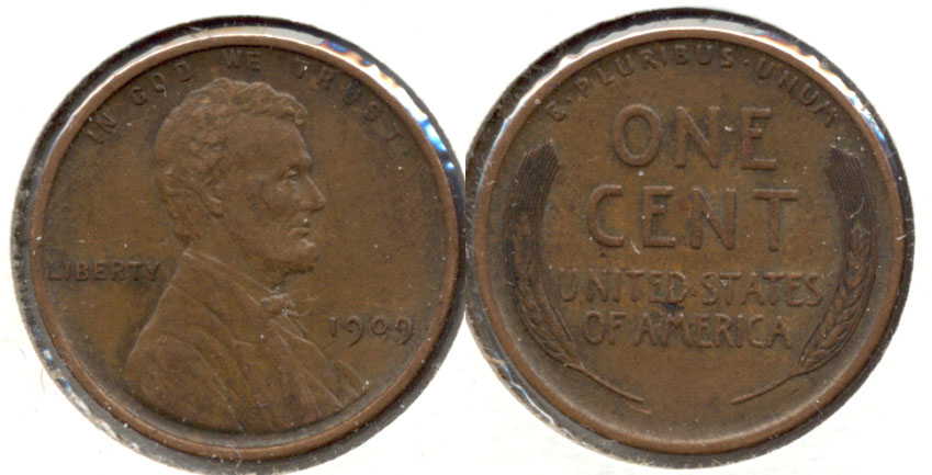 1909 Lincoln Cent AU-50 s