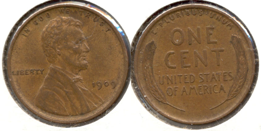 1909 Lincoln Cent AU-50 y
