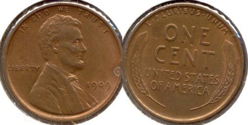 1909 Lincoln Cent MS-63 Red Brown