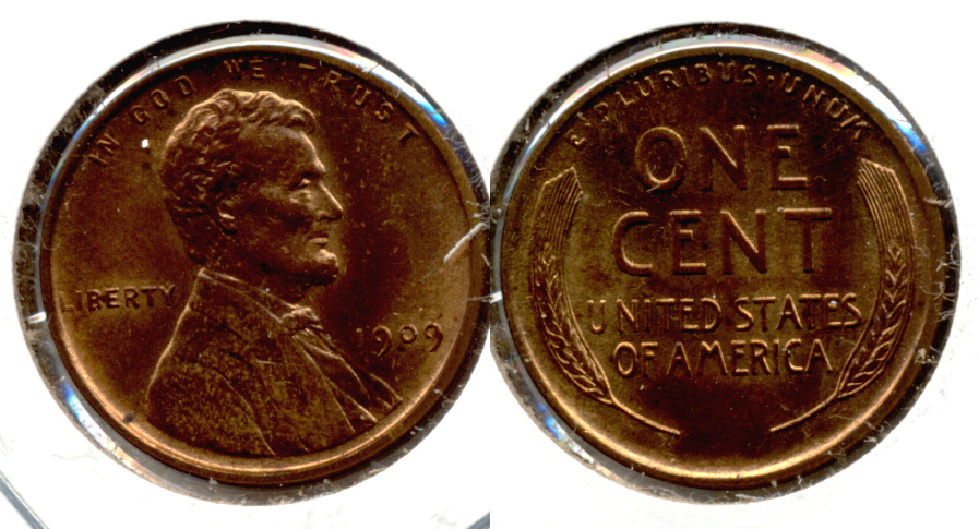 1909 Lincoln Cent MS-63 Red Brown m