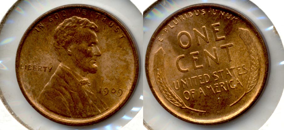 1909 Lincoln Cent MS-64 Red Brown