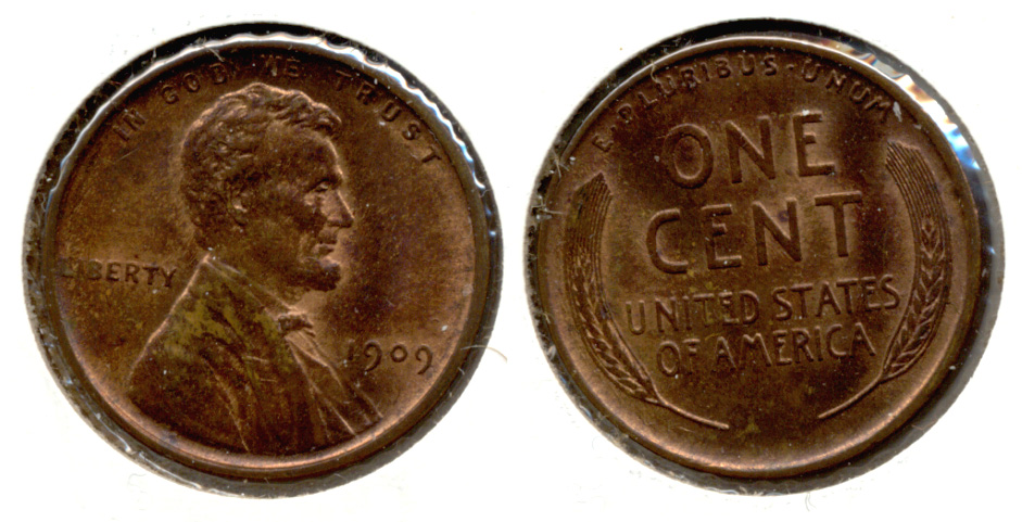 1909 Lincoln Cent MS-64 Red Brown a