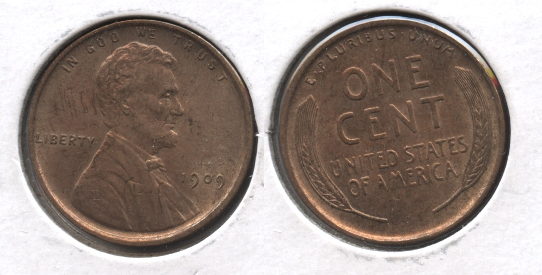 1909 Lincoln Cent MS-64 Red Brown #h