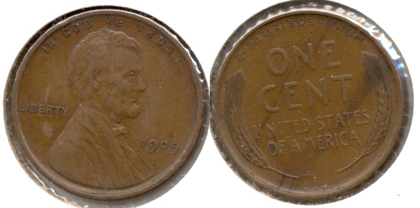 1909 VDB Lincoln Cent AU-50 b