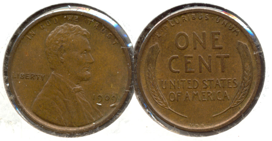 1909 VDB Lincoln Cent MS-60 Brown h