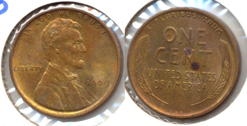 1909 VDB Lincoln Cent MS-60 Red Brown a