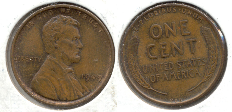 1909 VDB Lincoln Cent MS-63 Brown f