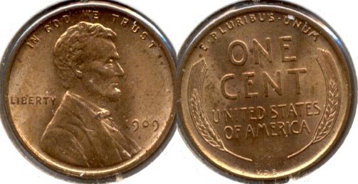 1909 VDB Lincoln Cent MS-63 Red Brown e