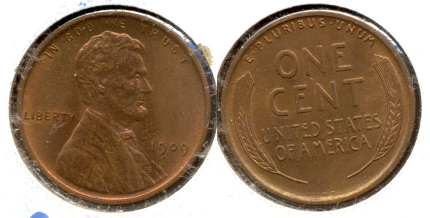 1909 VDB Lincoln Cent MS-64 Red Brown c