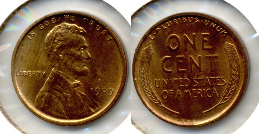 1909 VDB Lincoln Cent MS-64 Red Brown j