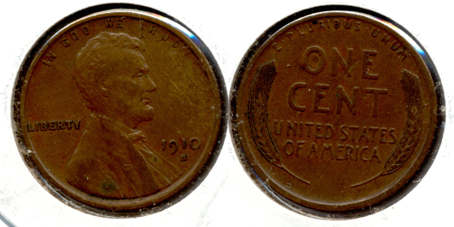 1910-S Lincoln Cent EF-40 #c Obverse Spot