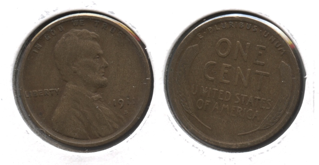 1911-S Lincoln Cent VF-20 #d