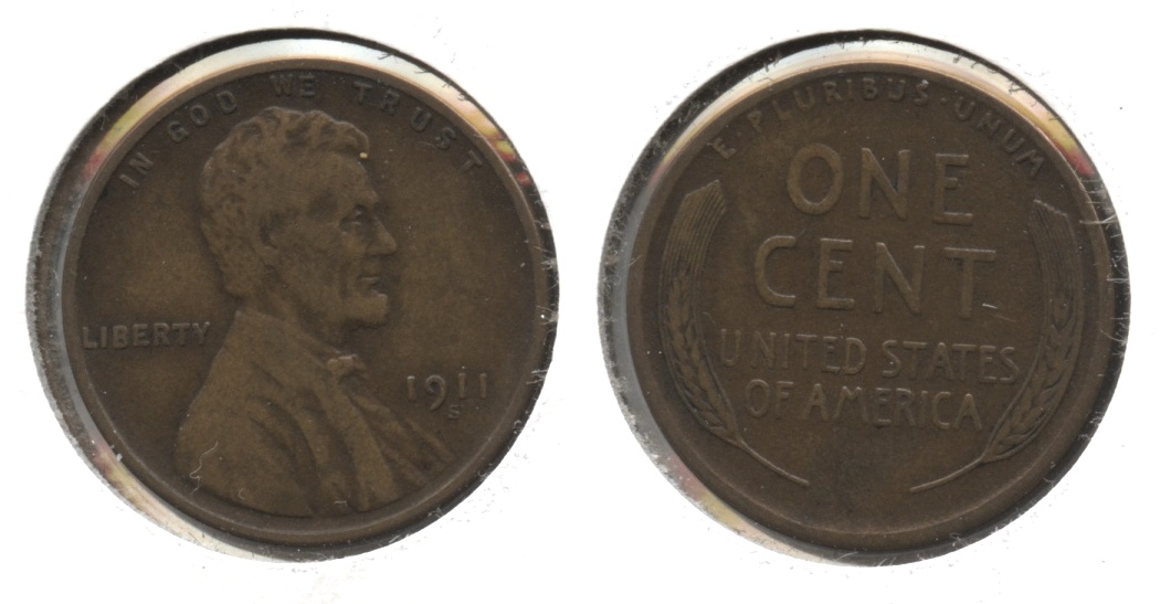 1911-S Lincoln Cent VF-20 #j