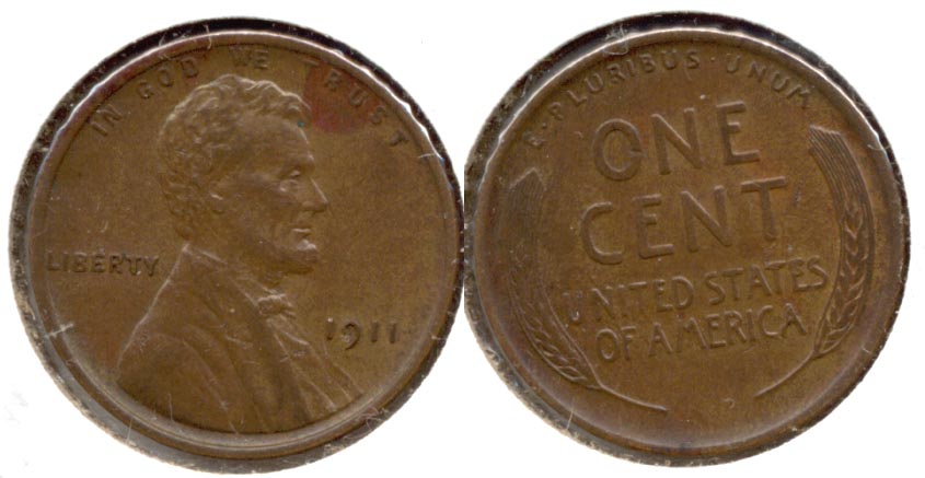 1911 Lincoln Cent AU-55 Darker Patch d