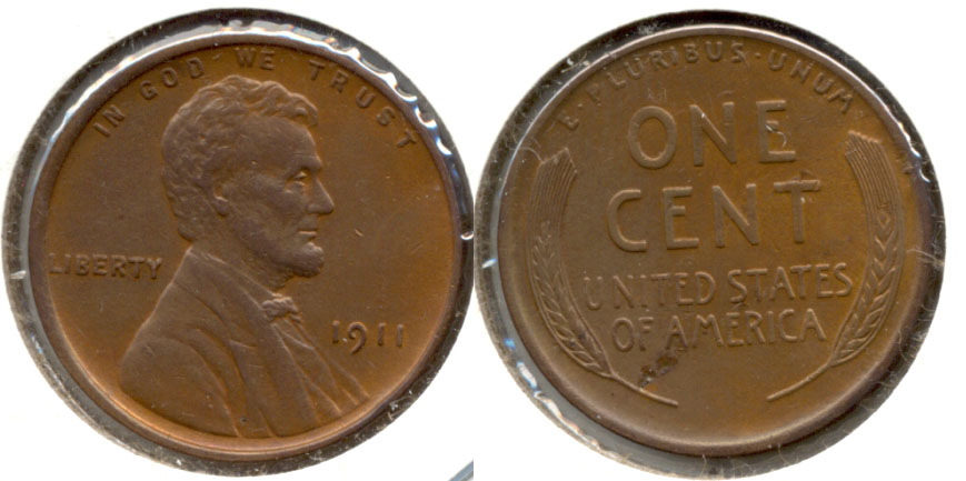 1911 Lincoln Cent AU-58 Reverse Tick