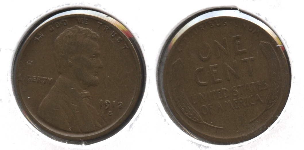1912-S Lincoln Cent Fine-12 #v