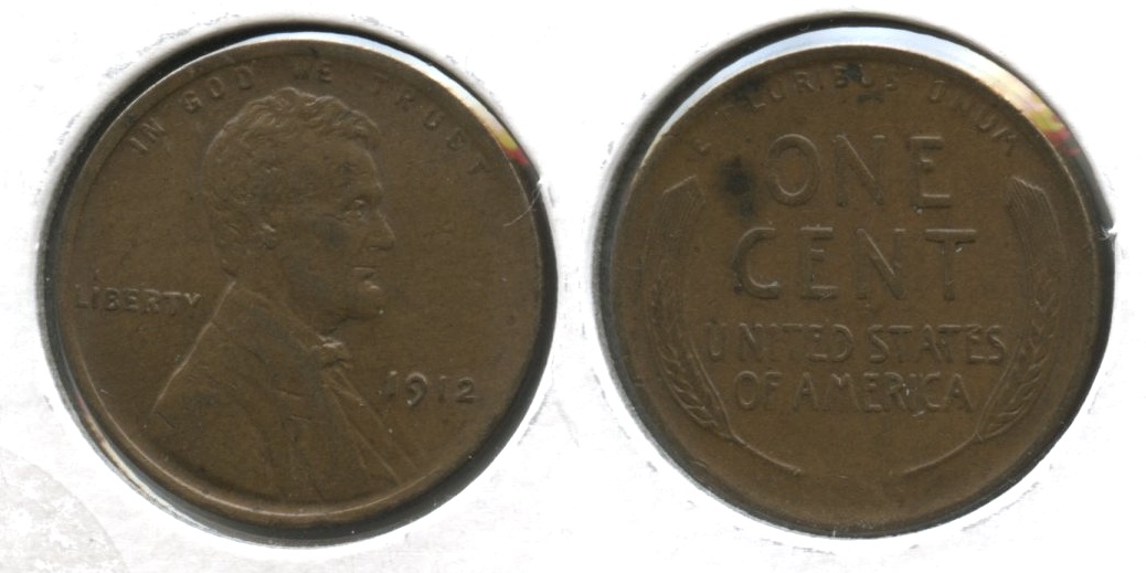 1912 Lincoln Cent EF-40 #h Reverse Spots