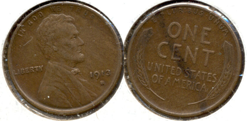 1913-S Lincoln Cent AU-50
