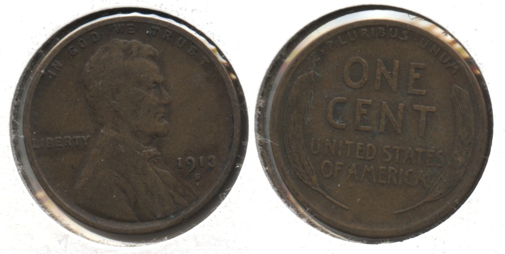1913-S Lincoln Cent Fine-12 #a