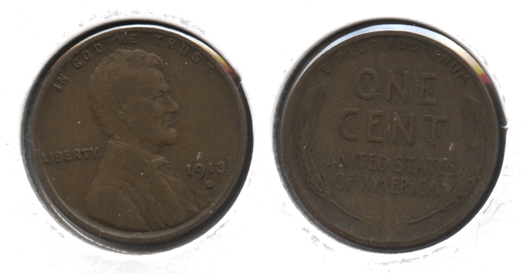 1913-S Lincoln Cent Fine-12 #e