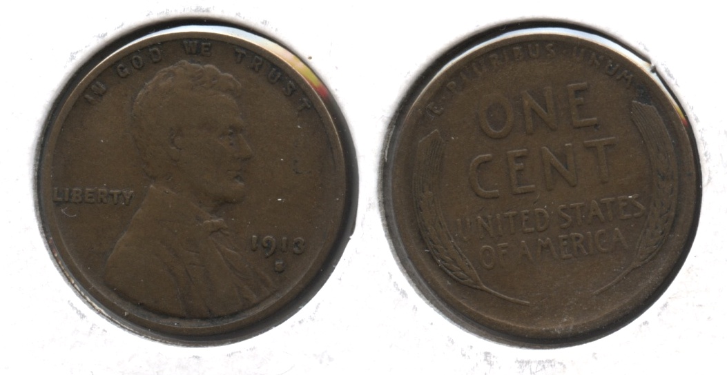 1913-S Lincoln Cent Fine-12 #j