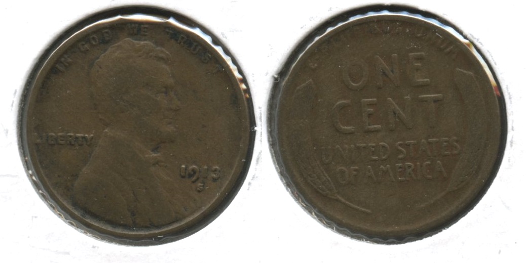 1913-S Lincoln Cent Fine-12 #x