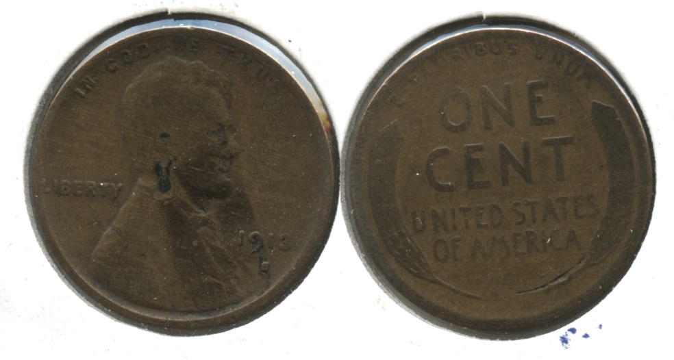 1913-S Lincoln Cent Good-4 #am Obverse Hit