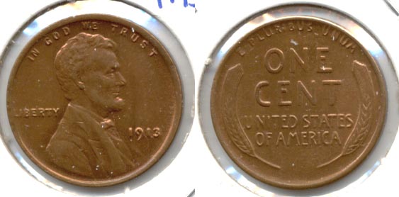 1913 Lincoln Cent MS-63 Red Brown