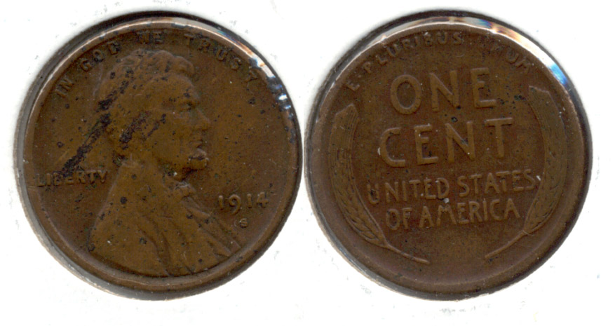 1914-S Lincoln Cent Fine-12 e Pitting