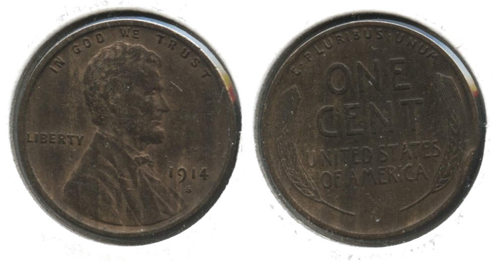 1914-S Lincoln Cent VF-20 #p Cleaned Retoned