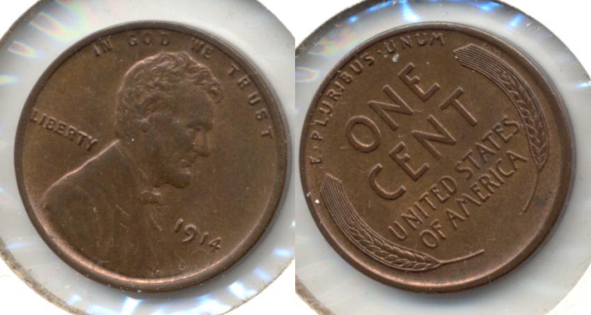 1914 Lincoln Cent MS-60 Red Brown
