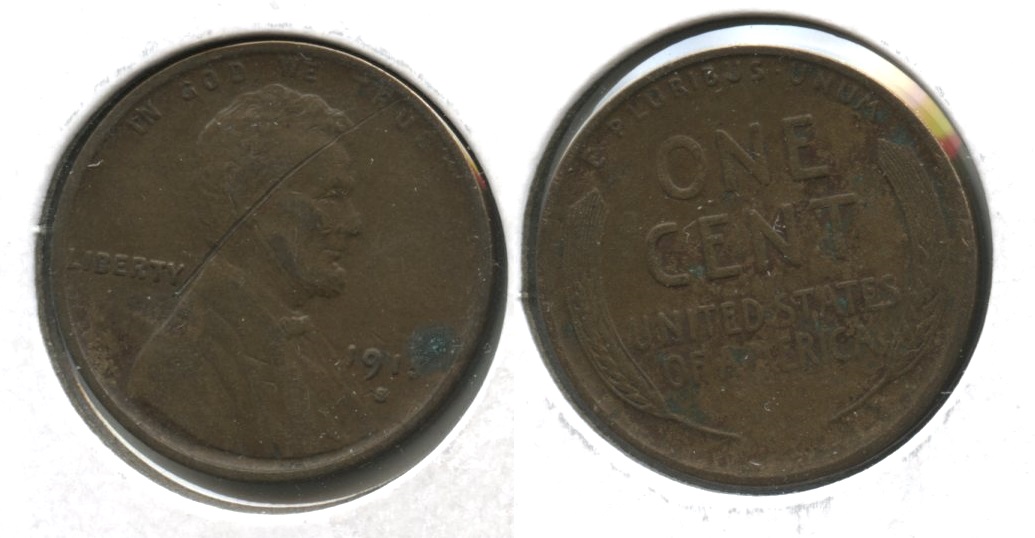 1915-S Lincoln Cent Fine-12 #aq Obverse Scratch