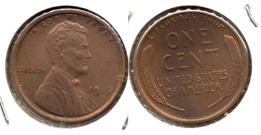 1916 Lincoln Cent MS-63 Red Brown b