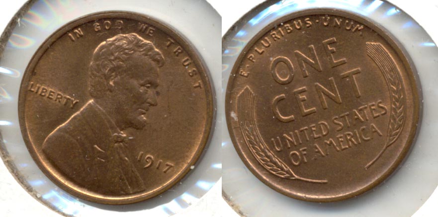 1917 Lincoln Cent MS-63 Red Brown c