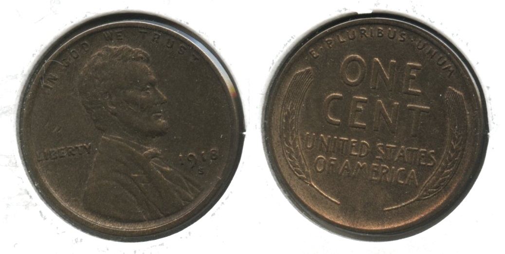 1918-S Lincoln Cent EF-40 #p Cleaned