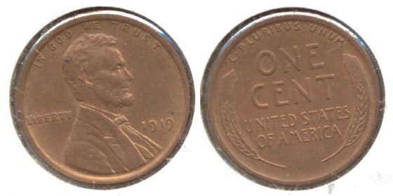 1919 Lincoln Cent AU-55