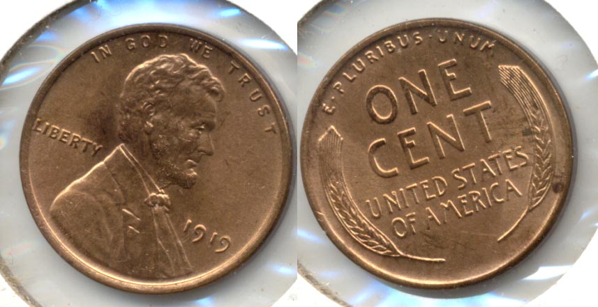 1919 Lincoln Cent MS-60 Red